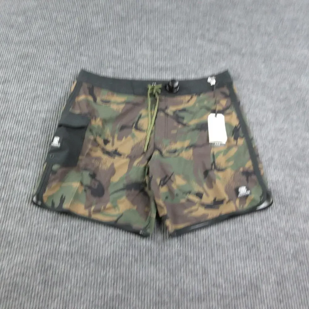 Billabong Swim Shorts Mens 38 Green Camo Board Shorts Quick Dry Back Pocket NWT